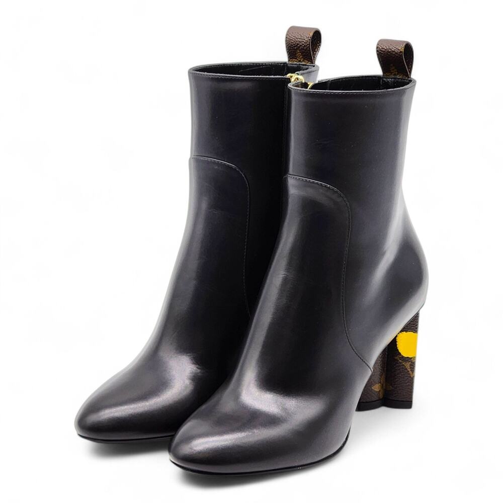 Louis Vuitton x Yayoi Kusama Ankle Leather Boots Black Monogram EU 35 US 5 - New - Picture 2 of 10